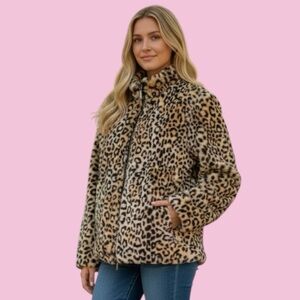 Jou Jou Animal Print Faux Fur Jacket